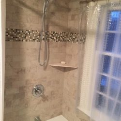 after: porcelain tile with mixed mosaic