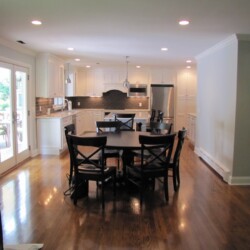 Knocked down the wall and here is the new view from the living room. Pleasant open floor plan.